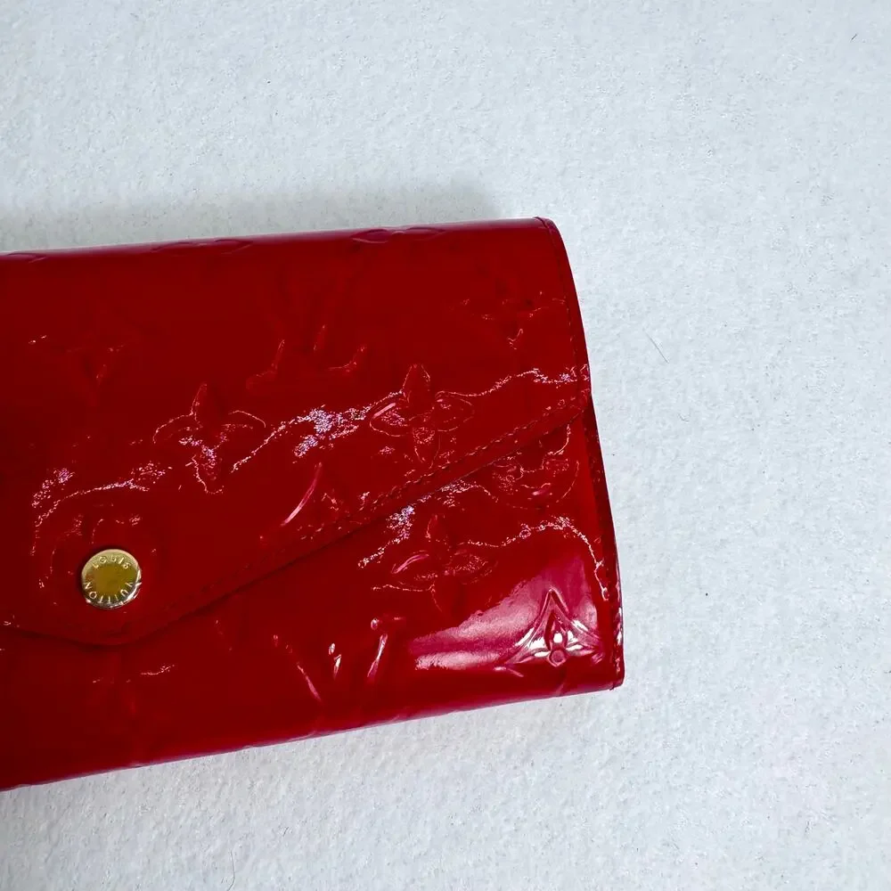 Louis Vuitton Cerise Monogram Vernis Sarah NM3 Wallet Apple red